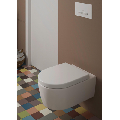 Villeroy & Boch Avento closetzitting met deksel met softclose en quick release met RVS scharnieren wit