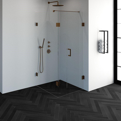 BRAUER Create douchecabine vierkant 3-delig 90x90cm profielloos met antikalk en 8mm veiligheidsglas koper SHOWROOMMODEL
