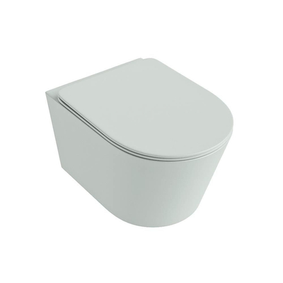 Mondiaz LAVIE WC suspendu – sans bride – 36 x 53 cm – avec abattant softclose – Greey (vert clair/gris)