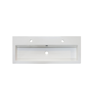 HR Badmeubelen SLine Lavabo en céramique SLine 101x41x4cm avec deux trous de robinet blanc