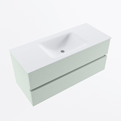 Mondiaz VICA ensemble de meuble de salle de bain - 110cm - meuble sous-vasque greey - 2 tiroirs - lavabo cloud milieu - sans trous de robinet - version haute de 60cm - talc