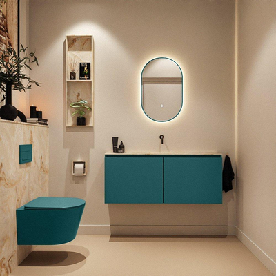 Mondiaz GLOW Miroir de salle de bains - Ovale - 45x90cm - Éclairage LED indirect - Capteur de mouvement - Smag (Vert)