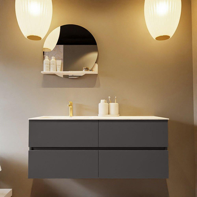 Mondiaz VICA-DLUX Ensemble de meuble de salle de bain - 120cm - meuble sous-vasque gris foncé - 4 tiroirs - lavabo encastré cloud gauche - 1 trou de robinet - version haute de 60cm - ostra