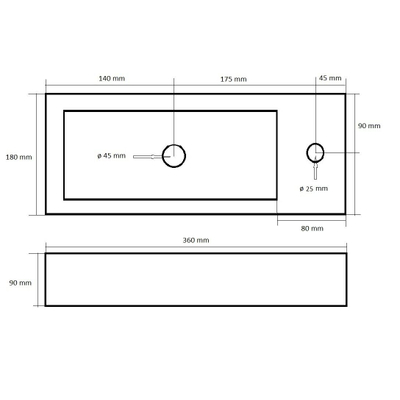 Best Design Class Lavabo 36x18x9cm droit blanc