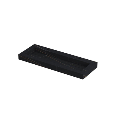 INK Pitch wastafel - 120x45x9cm - 1 wasbak - 2 kraangaten - drain keramiek Lauren black mat