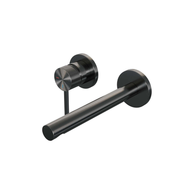 BRAUER Gunmetal Carving Wastafelmengkraan inbouw - rechte uitloop rechts - hendel lang smal carving - inclusief inbouwdeel - model A2 PVD - geborsteld gunmetal