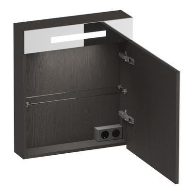 BRAUER Promise spiegelkast – 59x70x15 cm – directe LED boven – rechtsdraaiend – Timber Anthracite