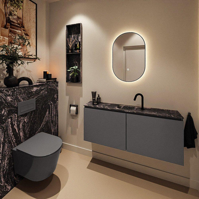 MONDIAZ TURE-DLUX Meuble toilette - 120cm - Dark Grey - EDEN - vasque Lava - position centrale - 1 trou de robinet