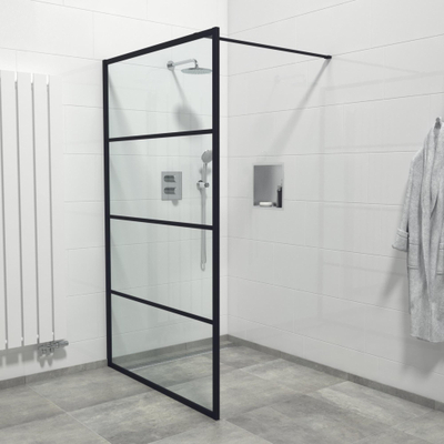 Marenza Bellini Inloopdouche - 120x200cm - helder glas - frame lines buitenzijde - anti kalk - mat zwart