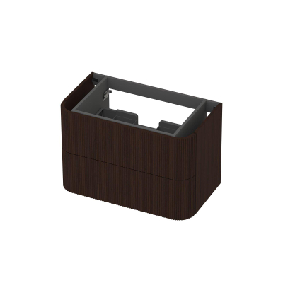 INK Concept R Wastafelonderkast - 80x45x52cm - 2 lades - opliggende grepen - gefreesd - afgeronde hoeken - MDF - dark veneer