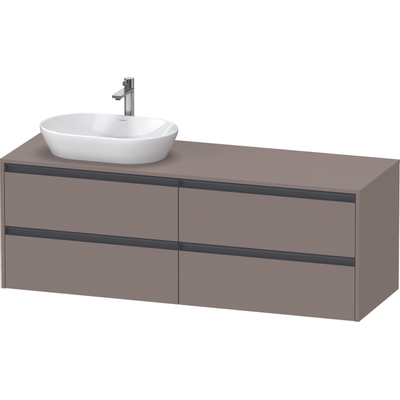 Duravit ketho meuble à 2 vasques avec plaque console et 4 tiroirs pour vasque à gauche 160x55x56.8cm avec poignées anthracite basalte mat