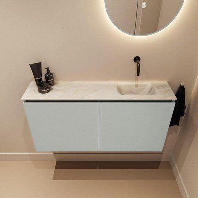 MONDIAZ TURE-DLUX Meuble toilette - 100cm - Greey - EDEN - vasque Ostra - position droite - sans trou de robinet