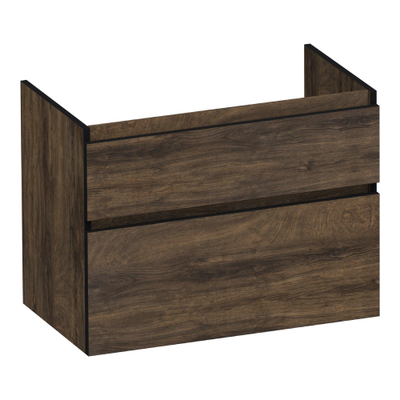 BRAUER Delight Edge wastafelonderkast 80 2 softclose lades - greeploos - 1 sifon uitsparing - Grove