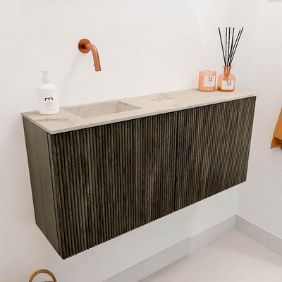 Mondiaz JOYA-DLUX 90cm toiletmeubel - kleur Shadow - Wastafel FAYE positie Links Zonder kraangat kleur Frappe.