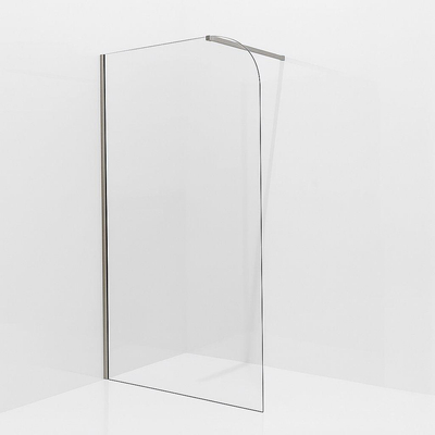 Aqua Vista Inloopdouche - 80x200cm - afgeronde glaswand - helder glas - wandarm - geborsteld RVS PVD (RVS)