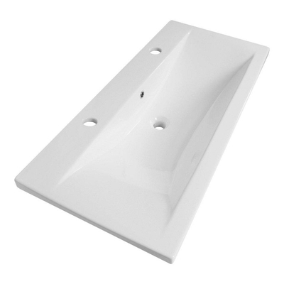BRAUER Delight Badkamermeubelset - 100x47x63.5cm - 2 lades - greeploos - softclose - keramieke wastafel - 2 kraangaten - wit - honey