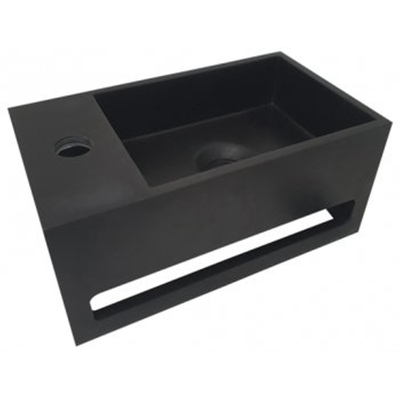 Wiesbaden Julia fontein links 35 x 20 x 16 cm solid surface mat zwart