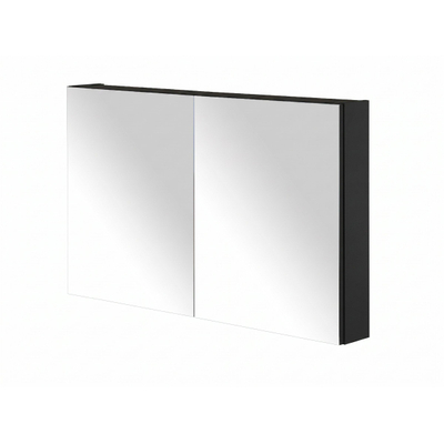 HR badmeubelen Armoire de toilette - 100x12x65cm - 2 portes - miroir double face - noir mat