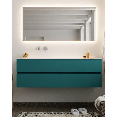 Mondiaz VICA Ensemble de meuble de salle de bain - 150cm - meuble sous-vasque smag - 4 tiroirs - lavabo moon gauche - sans trou de robinet version XL 60cm de haut