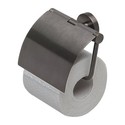 Geesa Nemox Porte-rouleau de papier toilette avec couvercle Métal noir brossé