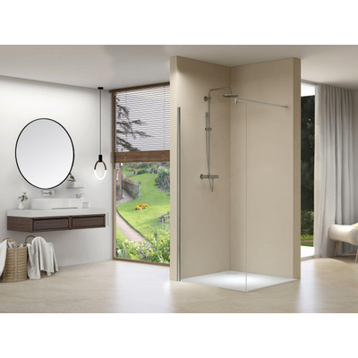 Van Rijn Products ST01 Vaste wand 108x200cm 8mm helder glas inclusief muurprofiel en stabilisatiestang RVS