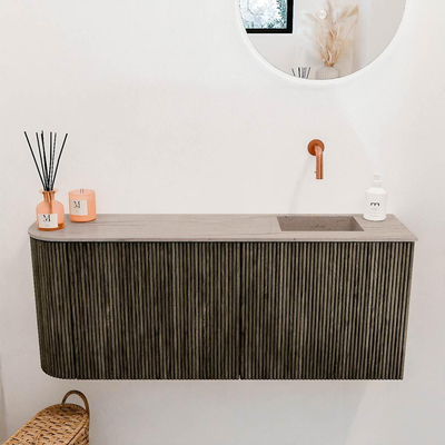 Mondiaz JOYA-DLUX 101.6cm toiletmeubel - ronding links kleur Shadow - Wastafel FAYE positie Rechts Zonder kraangat kleur Saba.