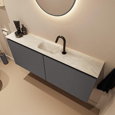 MONDIAZ TURE-DLUX 120cm toiletmeubel Dark Grey. EDEN wastafel Ostra positie midden. Met 1 kraangat.