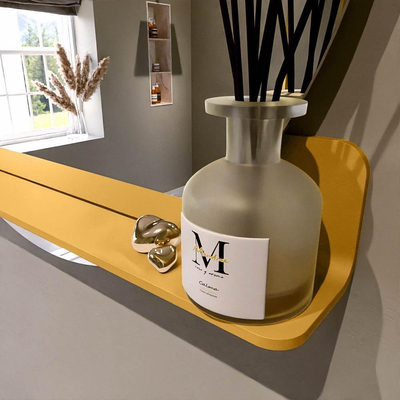 Mondiaz SPOT miroir – Ø 90 cm – avec tablette – Ocher (jaune)