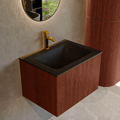 Mondiaz KURVE Badkamermeubelset - 60x46x40cm - 1 lade - wastafel solid surface - midden - 1 kraangat - Ruby