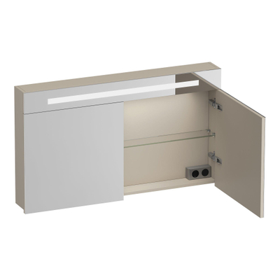 BRAUER Promise spiegelkast – 119x70x15 cm – directe LED boven – 2 deuren – Beige mat