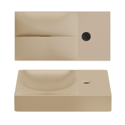Clou Vale fontein 38 cm met kraangat rechts mat mosterd keram