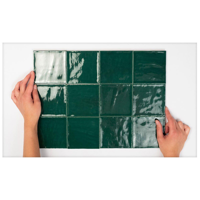 Terravito Bemare carreau mural - 10x10cm - 8mm - carré - vert olive brillant