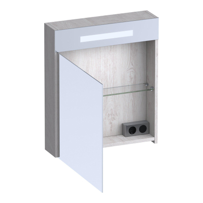 BRAUER Promise Deluxe spiegelkast – 59x70x15 cm – directe LED boven – linksdraaiende – Forest Seashell