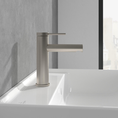Villeroy & Boch Loop & Friends 1 greeps wastafelkraan - zonder waste - Brushed Nickel black (rvs)