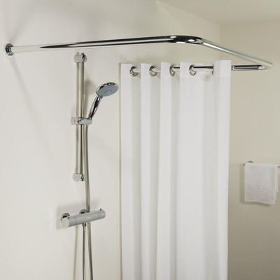 Sealskin Seallux Tringle de rideau de douche Ensemble combiné. Ø 28 mm Aluminium Chrome pour 90x90. 90x90x90 ou 80x170 cm