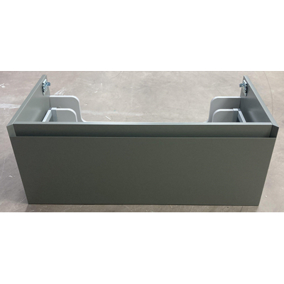 INK Wastafelonderkast - 90x45x35cm - 1 lade - greeploos - 45 graden afwerking rondom - MDF lak Mat beton groen -exclusief Wastafel OUTLET UDEN