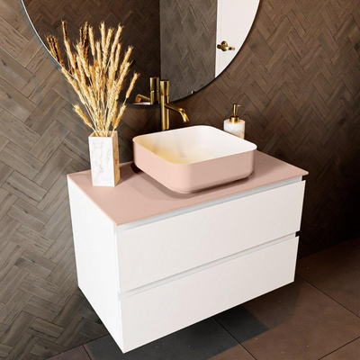 Mondiaz TOP 46 Topblad - 80x46x0.9cm - geschikt voor afdekplaat - Solid surface - Rosee