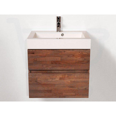 BRAUER Natural Wood Set de meubles 80cm modèle suspendu Grey Oak avec lavabo blanc 1 trou pour robinetterie sans miroir