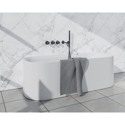 Fortifura Nebbio Badcombinatie-set - thermostaatkraan - wandaansluitbocht - met handdouchehouder - gladde doucheslang - staaf handdouche - uitloop - geborsteld gunmetal (antraciet)