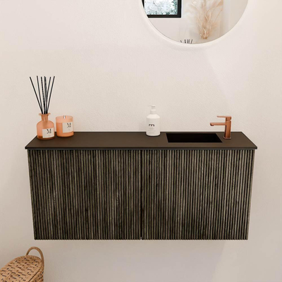 Mondiaz JOYA 90cm meuble de salle de bains - couleur Shadow - Vasque FAYE position Droite 1 trou de robinet couleur Urban.