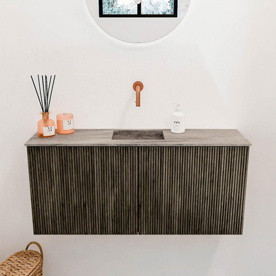 Mondiaz JOYA-DLUX Meuble de salle de bains 90cm - couleur Shadow - Vasque FAYE position Milieu Sans trou de robinet couleur Oza