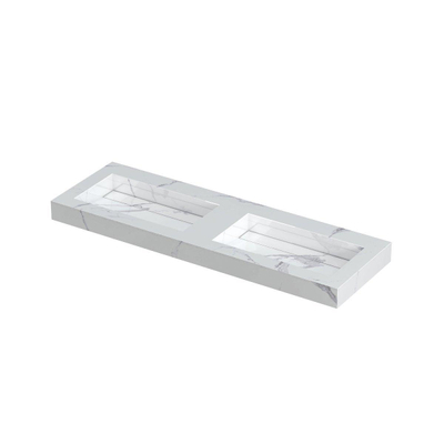 INK Pitch wastafel - 140x45x9cm - 2 wasbakken - 0 kraangaten - drain keramiek Statuario glans