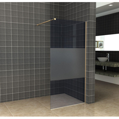 Wiesbaden Slim Douche à l'italienne 120x200cm verre nano 8mm partiellement verre fumé mat laiton