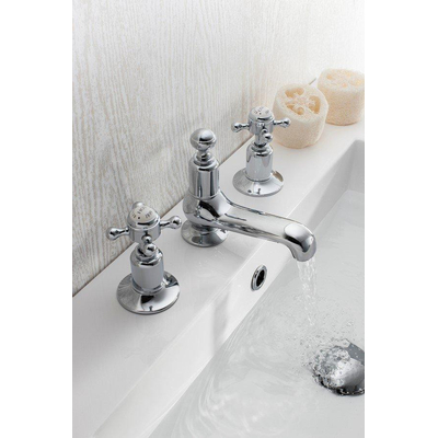 Crosswater Belgravia Wastafelkraan - 3 gats - warm/koud - kruisgreep hoogglans - chroom