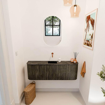 Mondiaz JOYA-DLUX 123.2cm toiletmeubel - ronding links en rechts kleur Shadow - Wastafel FAYE positie Midden Zonder kraangat kleur Lava.