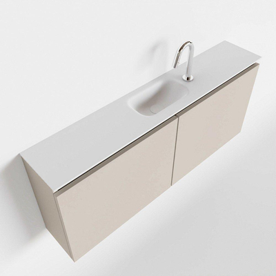 MONDIAZ TURE Toiletmeubel 120x23x50cm met 1 kraangaten 2 deuren linen mat Wastafel Eden midden Solid Surface Wit