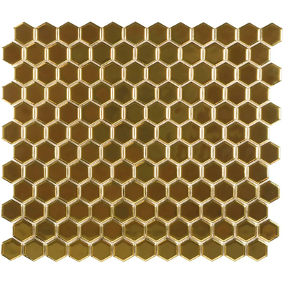 The Mosaic Factory Barcelona mozaïektegel - 26x30cm - 6mm - hexagon - glans gold (goud)