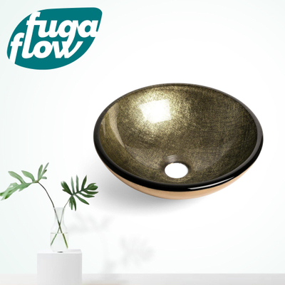 FugaFlow Efficiente Arredo Limone Waskom - 30x10,5cm - rond - gehard glas - goud groen