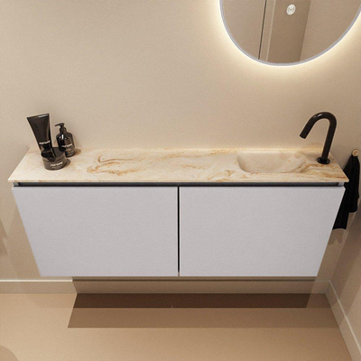 MONDIAZ TURE-DLUX Meuble toilette - 120cm - Cale - EDEN - vasque Frappe - position droite - 1 trou de robinet