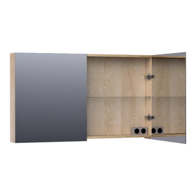 BRAUER Impress spiegelkast – 119x70x15 cm – 2 deuren, dubbelzijdige spiegeldeuren – Sunlit